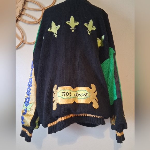 No! Jeans patchwork king queen Art Vintage cardigan Size O/S - Picture 9 of 13